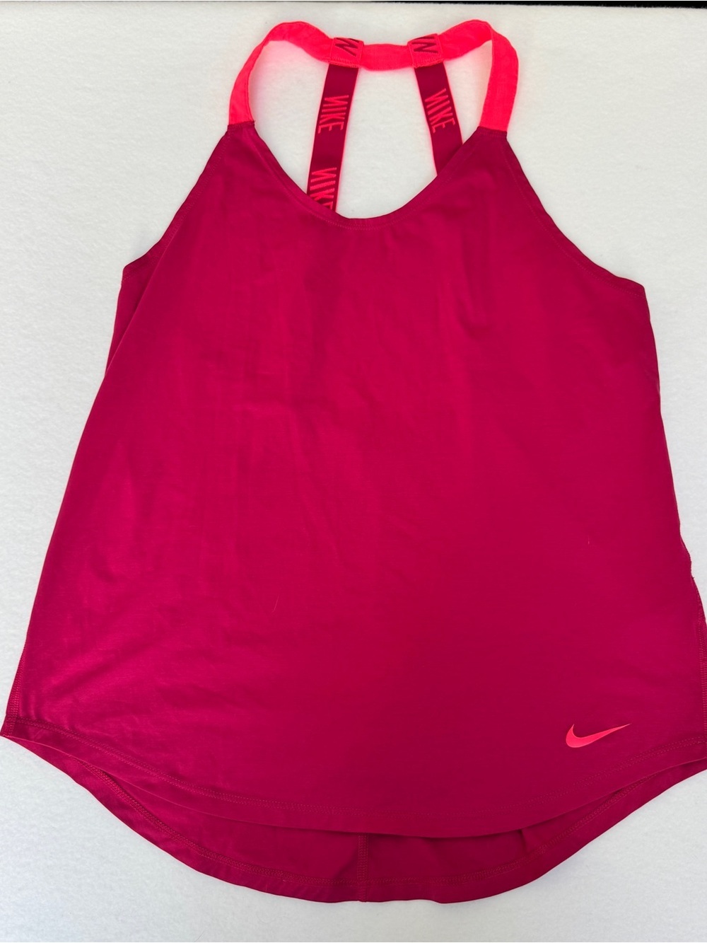 Nike Dri-FIT Women's Racerback Tank Top Magenta Pink "Just Do It" Strap Size Med